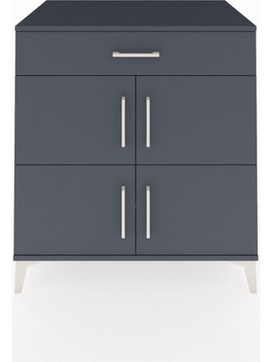 Kronos Şifonyer 3 Raflı Tek Çekmeceli 4 Kapaklı 88X59X96 Antrasit-Antrasit
