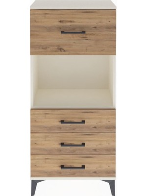 Arges Dolap Tek Raflı 4 Çekmeceli 60X30X134 Aytaşı-Çam