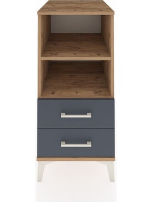 Kronos Komodin 2 Raflı 2 Çekmeceli 44X59X96 Çam-Antrasit