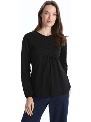 Lc Waikiki Yeni Sezon Bisiklet Yaka Nakışlı Bluz