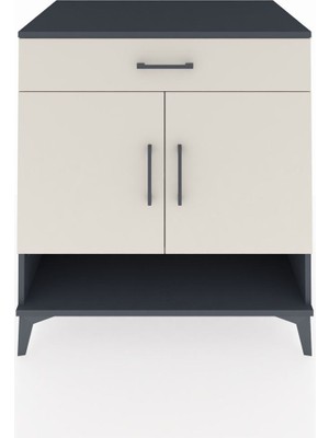 Kronos Şifonyer 2 Raflı Tek Çekmeceli 2 Kapaklı 88X59X96 Antrasit-Aytaşı