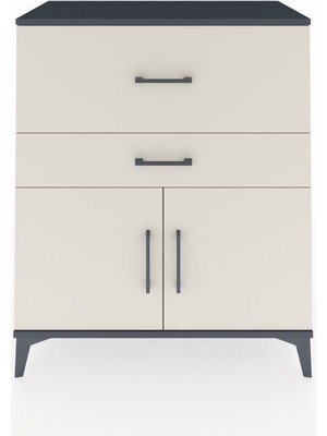 Hyperion Şifonyer Tek Raflı 2 Çekmeceli 2 Kapaklı 88X44X106 Antrasit-Aytaşı