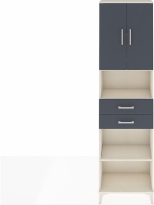 Arges Dolap 4 Raflı 2 Çekmeceli 2 Kapaklı 60X30X221 Aytaşı-Antrasit