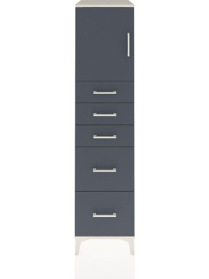 Kronos Dolap Tek Raflı 5 Çekmeceli Tek Kapaklı 44X59X182 Aytaşı-Antrasit