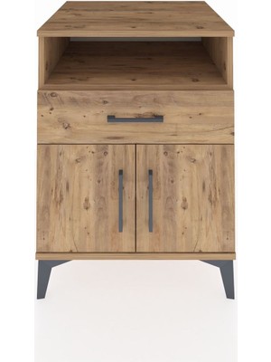 Kronos Komodin 2 Raflı Tek Çekmeceli 2 Kapaklı 60X59X80 Çam-Çam