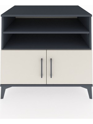 Kronos Şifonyer 3 Raflı 2 Kapaklı 88X59X80 Antrasit-Aytaşı