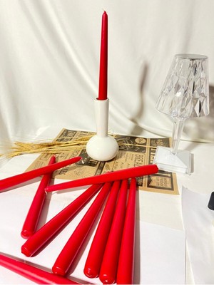 5 Adet Kırmızı Şamdan Mum - Masa Dekoru