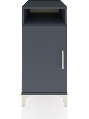 Kronos Komodin 3 Raflı Tek Kapaklı 44X59X96 Antrasit-Antrasit