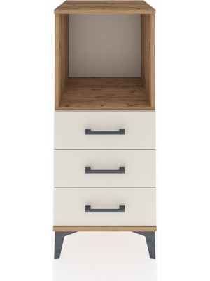 Hyperion Komodin Tek Raflı 3 Çekmeceli 44X44X106 Çam-Aytaşı
