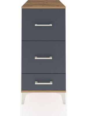 Kronos Komodin 3 Çekmeceli 44X59X96 Çam-Antrasit