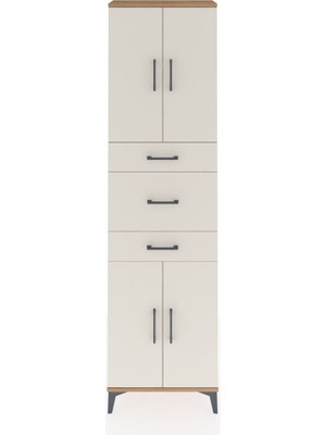 Arges Dolap 3 Raflı 3 Çekmeceli 4 Kapaklı 60X30X221 Çam-Aytaşı