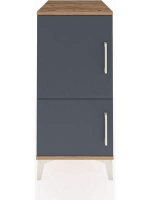 Kronos Komodin 3 Raflı 2 Kapaklı 44X59X96 Çam-Antrasit