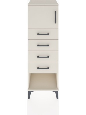 Hyperion Dolap Tek Raflı 4 Çekmeceli Tek Kapaklı 44X44X134 Aytaşı-Aytaşı