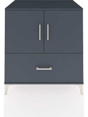 Kronos Şifonyer 2 Raflı Tek Çekmeceli 2 Kapaklı 88X59X96 Antrasit-Antrasit