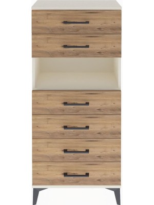 Arges Dolap Tek Raflı 6 Çekmeceli 60X30X134 Aytaşı-Çam