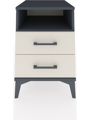 Kronos Komodin Tek Raflı 2 Çekmeceli 44X59X64 Antrasit-Aytaşı