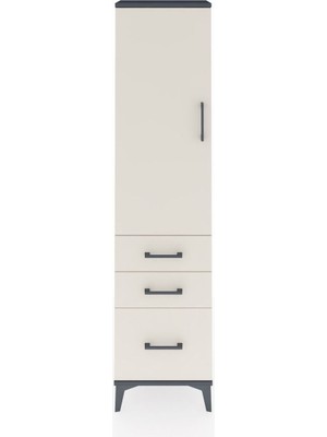 Arges Dolap 2 Raflı 3 Çekmeceli Tek Kapaklı 44X30X182 Antrasit-Aytaşı