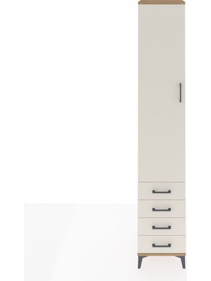 Hyperion Dolap 5 Raflı 4 Çekmeceli Tek Kapaklı 44X44X243 Çam-Aytaşı