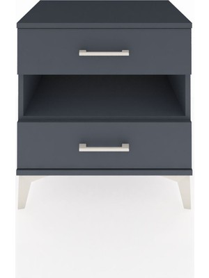 Hyperion Komodin Tek Raflı 2 Çekmeceli 60X44X64 Antrasit-Antrasit