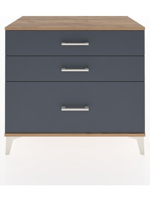 Hyperion Şifonyer 3 Çekmeceli 88X44X80 Çam-Antrasit