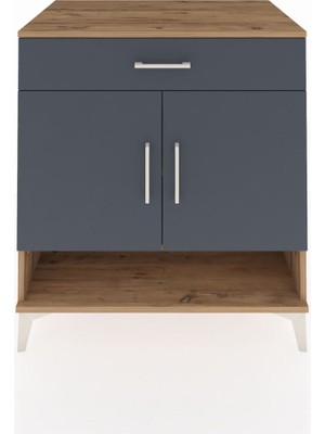Kronos Şifonyer 2 Raflı Tek Çekmeceli 2 Kapaklı 88X59X96 Çam-Antrasit