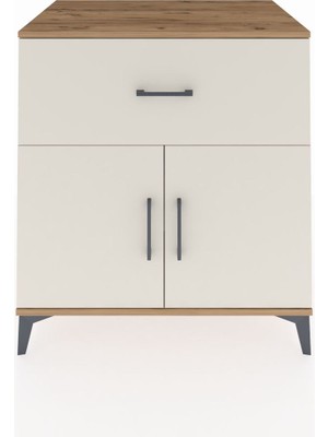 Kronos Şifonyer Tek Raflı Tek Çekmeceli 2 Kapaklı 88X59X96 Çam-Aytaşı
