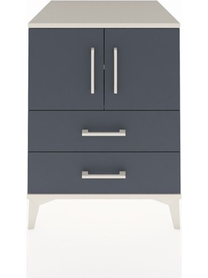 Kronos Komodin 2 Raflı 2 Çekmeceli 2 Kapaklı 60X59X80 Aytaşı-Antrasit