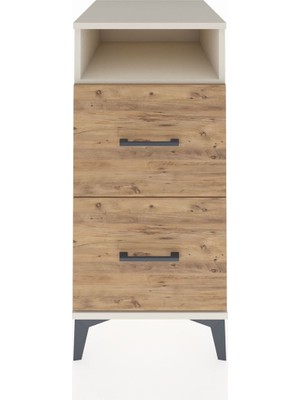 Kronos Komodin Tek Raflı 2 Çekmeceli 44X59X96 Aytaşı-Çam