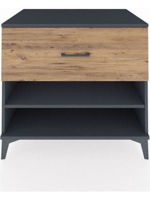 Kronos Şifonyer Tek Raflı Tek Çekmeceli 88X59X80 Antrasit-Çam