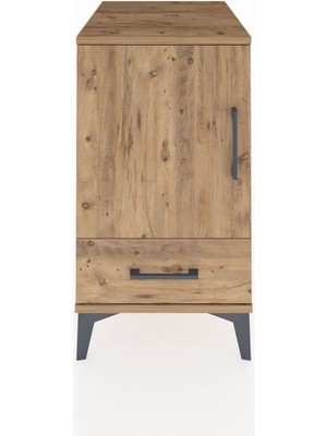 Kronos Komodin 2 Raflı Tek Çekmeceli Tek Kapaklı 44X59X80 Çam-Çam