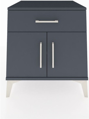 Kronos Komodin Tek Raflı Tek Çekmeceli 2 Kapaklı 60X59X64 Antrasit-Antrasit