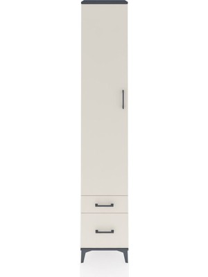Hyperion Dolap 3 Raflı 2 Çekmeceli Tek Askılı 44X44X243 Antrasit-Aytaşı