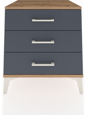 Kronos Komodin 3 Çekmeceli 60X59X64 Çam-Antrasit