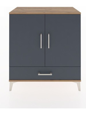Hyperion Şifonyer Tek Raflı Tek Çekmeceli 2 Kapaklı 88X44X96 Çam-Antrasit