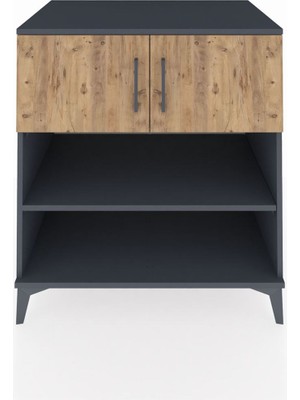 Kronos Şifonyer 3 Raflı 2 Kapaklı 88X59X96 Antrasit-Çam