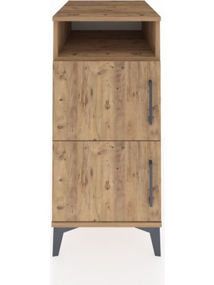 Kronos Komodin 2 Raflı 2 Kapaklı 44X59X96 Çam-Çam