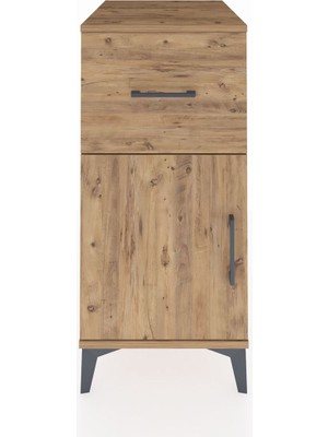 Kronos Komodin Tek Raflı Tek Çekmeceli Tek Kapaklı 44X59X96 Çam-Çam