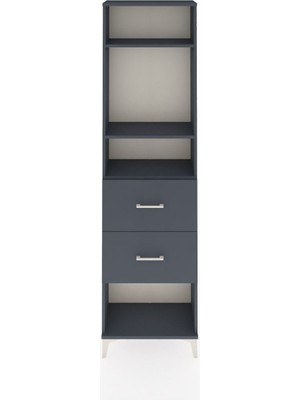 Arges Dolap 3 Raflı 2 Çekmeceli 60X30X221 Antrasit-Antrasit