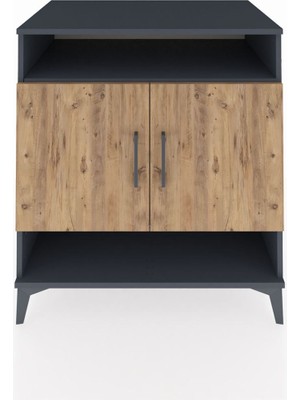 Kronos Şifonyer 3 Raflı 2 Kapaklı 88X59X96 Antrasit-Çam