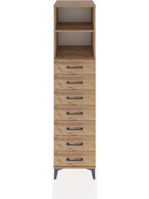 Hyperion Dolap 2 Raflı 7 Çekmeceli 44X44X182 Çam-Çam