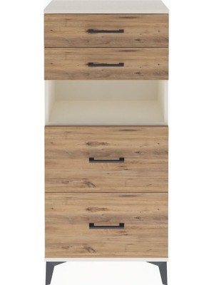 Arges Dolap Tek Raflı 4 Çekmeceli 60X30X134 Aytaşı-Çam
