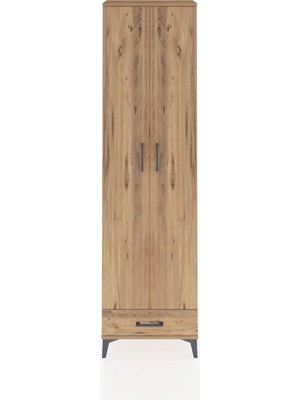 Arges Dolap 3 Raflı Tek Çekmeceli Tek Askılı 60X30X221 Çam-Çam