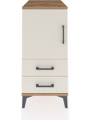 Kronos Komodin 2 Raflı 2 Çekmeceli Tek Kapaklı 44X59X96 Çam-Aytaşı