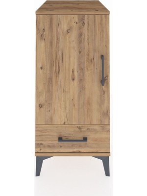 Kronos Komodin 3 Raflı Tek Çekmeceli Tek Kapaklı 44X59X96 Çam-Çam