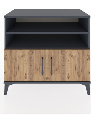 Hyperion Şifonyer 3 Raflı 2 Kapaklı 88X44X80 Antrasit-Çam