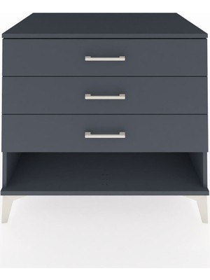 Kronos Şifonyer 3 Çekmeceli 88X59X80 Antrasit-Antrasit