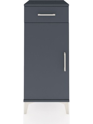 Hyperion Komodin Tek Raflı Tek Çekmeceli Tek Kapaklı 44X44X106 Antrasit-Antrasit
