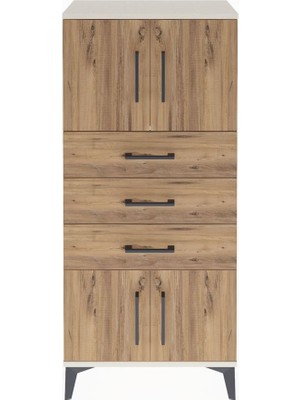 Arges Dolap Tek Raflı 3 Çekmeceli 4 Kapaklı 60X30X134 Aytaşı-Çam