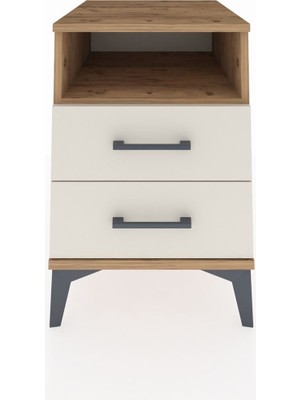 Kronos Komodin Tek Raflı 2 Çekmeceli 44X59X64 Çam-Aytaşı