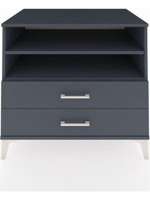 Kronos Şifonyer 2 Raflı 2 Çekmeceli 88X59X80 Antrasit-Antrasit